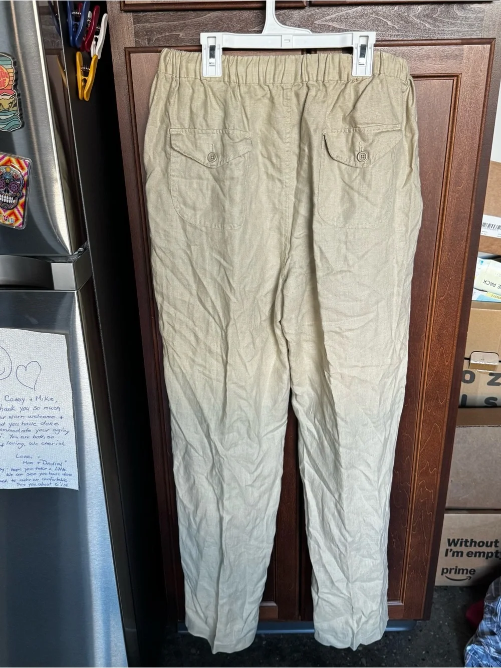 Natural Blue Visitor 100% Linen Drawstring Pants XL Beige